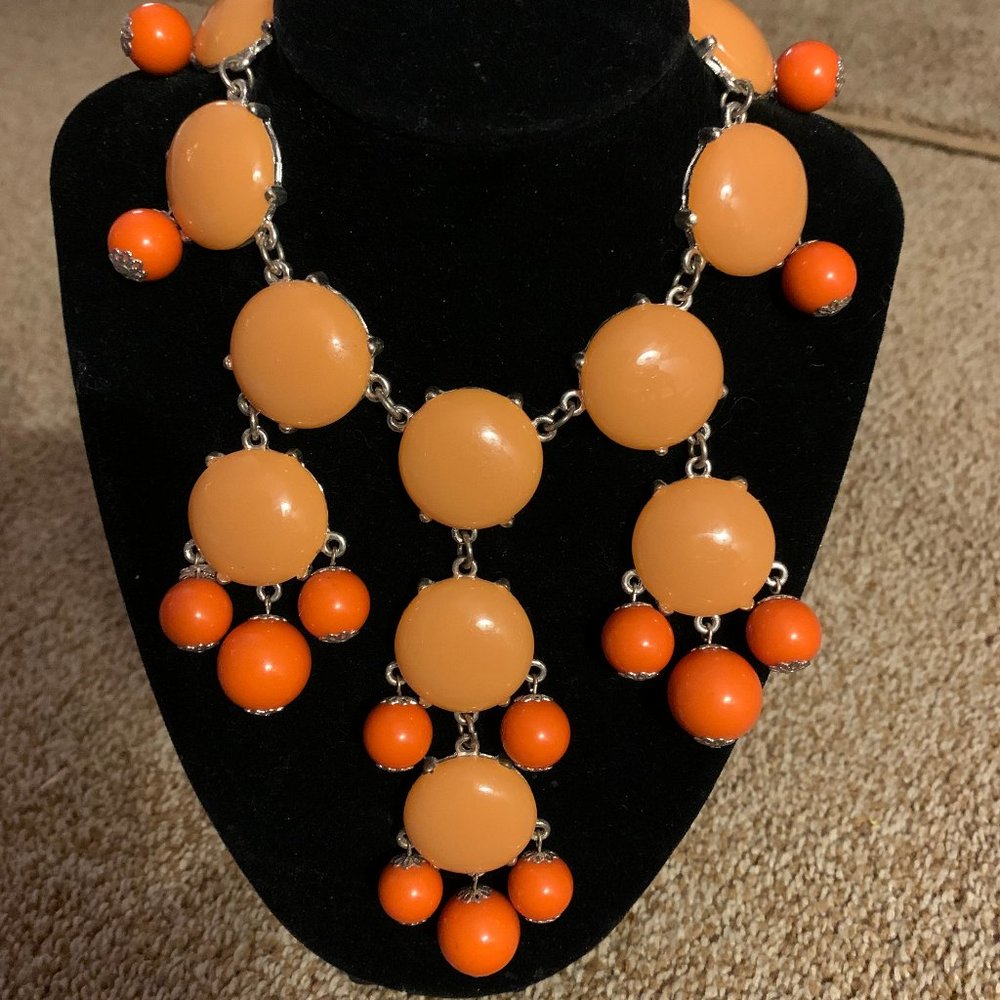 Orange Bubble Cluster Statement Necklace